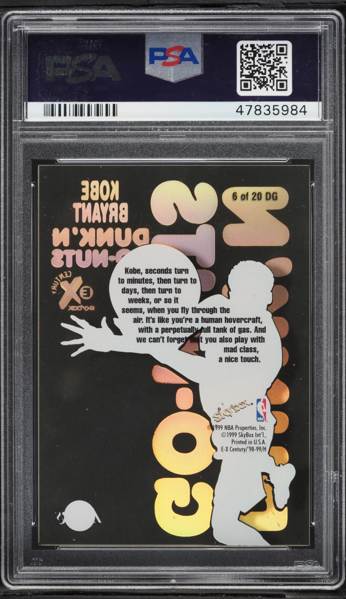 1998 Skybox E-X Century Dunk 'N Go-Nuts Kobe Bryant #6DG PSA 9