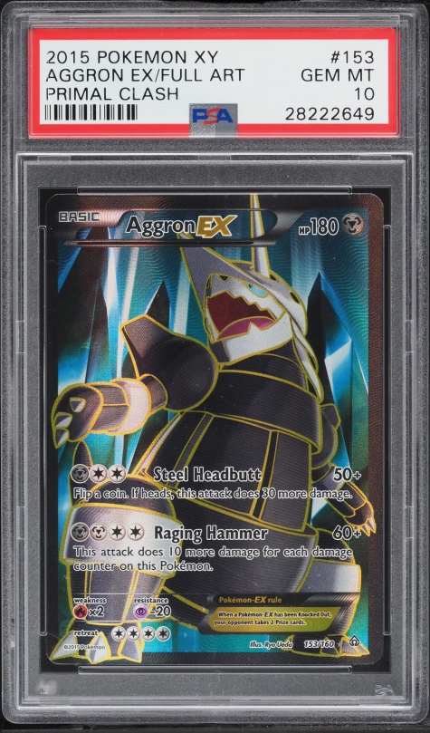 2015 Pokemon XY Primal Clash Full Art Aggron EX #153 PSA 10 GEM MINT