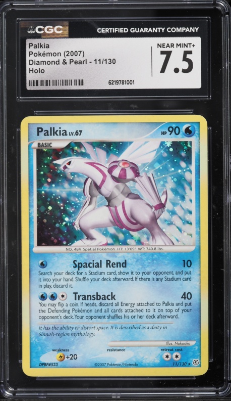 2007 Pokemon Diamond & Pearl Holo Palkia #11 CGC 7.5 NRMT+