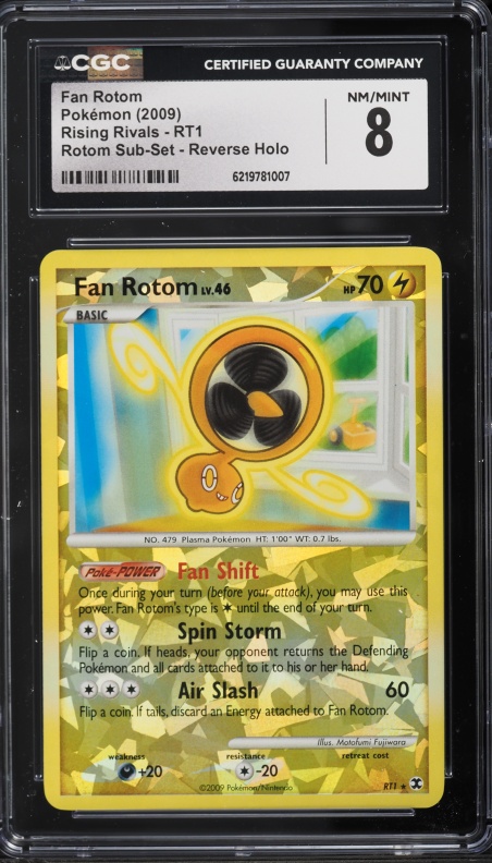 2009 Pokemon Platinum Rising Rivals Sub-Set Reverse Holo Fan Rotom #RT1 CGC 8 NM-MT