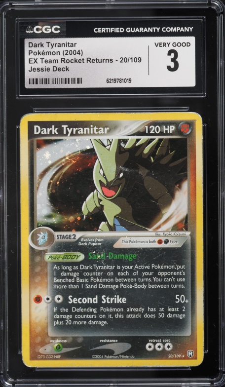 2004 Pokemon EX Team Rocket Returns Jessie Deck Cosmos Holo Dark Tyranitar #20 CGC 3 VG