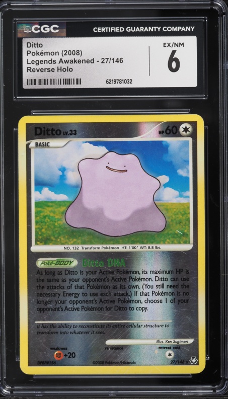 2008 Pokemon Diamond & Pearl Legends Awakened Reverse Holo Ditto #27 CGC 6 EXMT