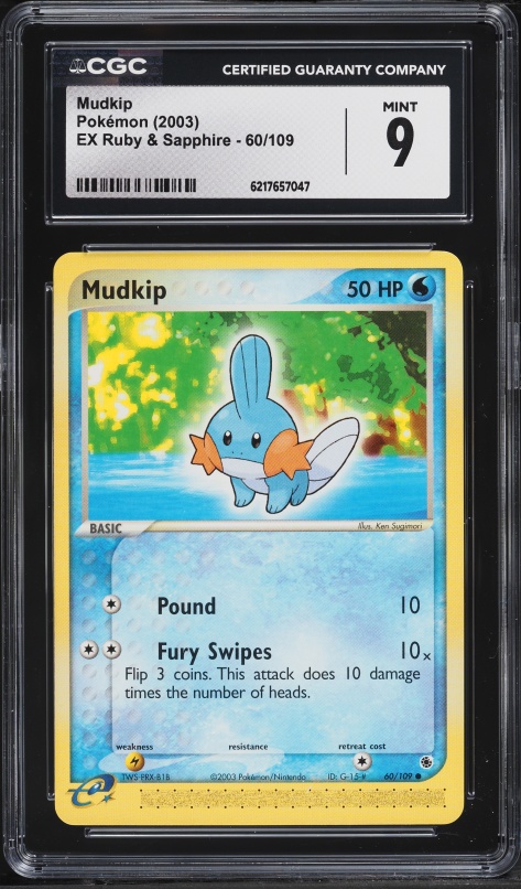 2003 Pokemon EX Ruby & Sapphire Mudkip #60 CGC 9 MINT