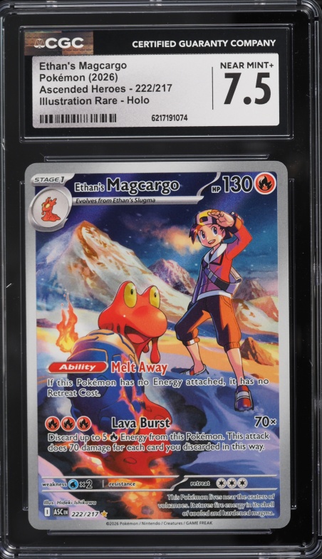 2026 Pokemon Mega Evolution Ascended Heroes IR Ethan's Magcargo #222 CGC 7.5 NRMT+
