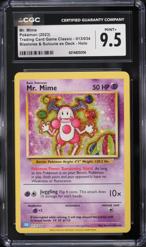 2023 Pokemon SV TCG Classic Blastoise & Suicune Ex Deck Holo Mr. Mime #13 CGC 9.5 MINT+