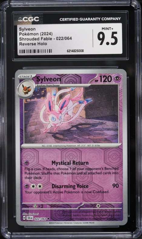 2024 Pokemon Scarlet & Violet Shrouded Fable Reverse Holo Sylveon #22 CGC 9.5 MINT+