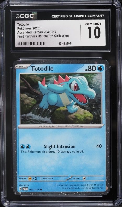2026 Pokemon Mega Evolution Ascended Heroes First Partners Deluxe Pin Totodile #41 CGC 10 GEM