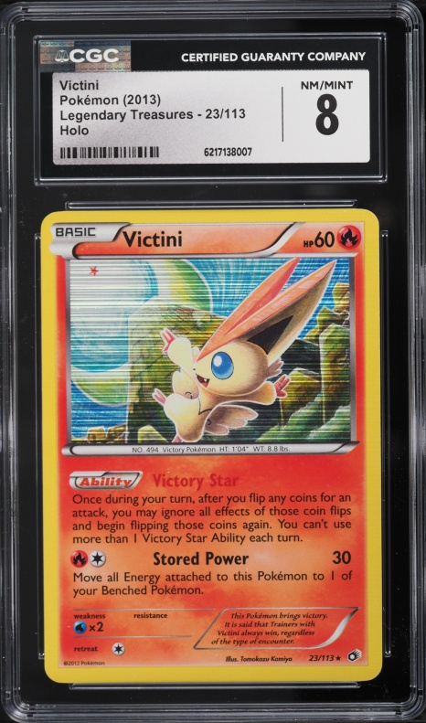 2013 Pokemon Black & White Legendary Treasures Reverse Holo Victini #23 CGC 8 NM-MT