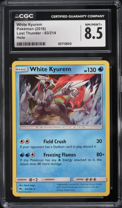 2018 Pokemon Lost Thunder Holo White Kyurem #63 CGC 8.5 NM-MT+