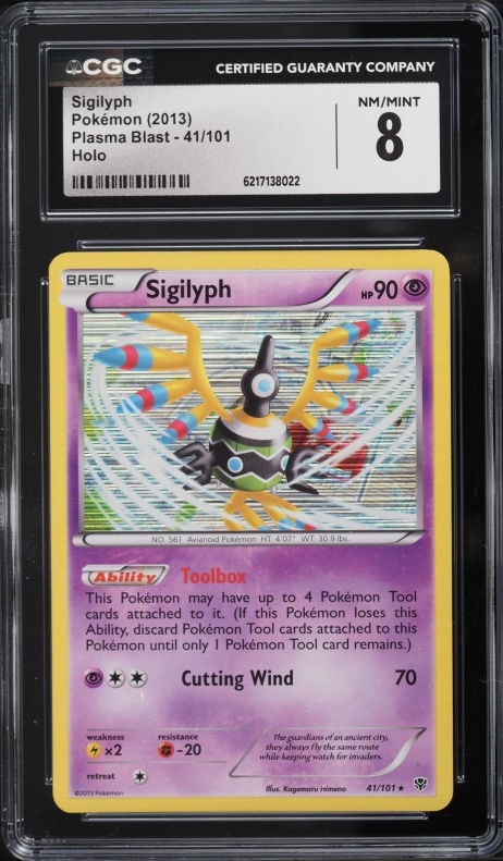 2013 Pokemon Plasma Blast Holo Sigilyph #41 CGC 8 NM-MT