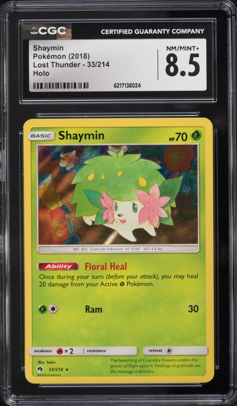 2018 Pokemon Lost Thunder Holo Shaymin #33 CGC 8.5 NM-MT+