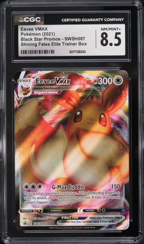 2021 Pokemon Sword & Shield Promo Shining Fates ETB Full Art Eevee VMAX #SWSH087 CGC 8.5 NM-MT+