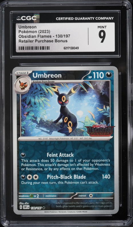 2023 Pokemon Scarlet & Violet Obsidian Flames Retailer Purchase Bonus Umbreon #130 CGC 9 MINT