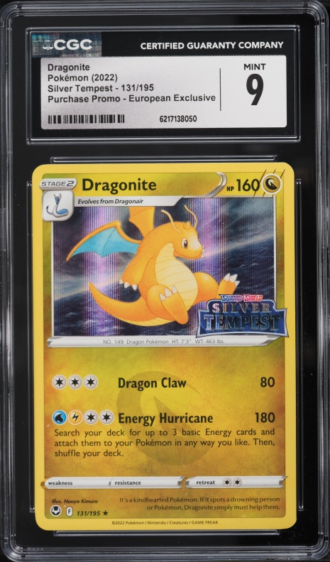 2022 Pokemon SWSH Silver Tempest Purchase Promo European Exclusive Dragonite #131 CGC 9 MINT