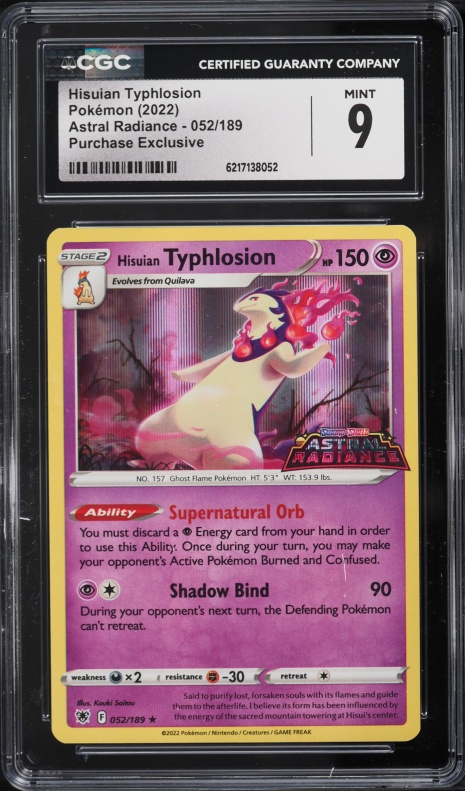 2022 Pokemon SWSH Astral Radiance Purchase Exclusive Hisuian Typhlosion #52 CGC 9 MINT