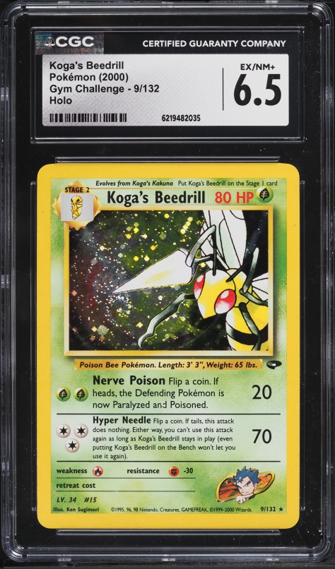 2000 Pokemon Gym Challenge Holo Koga's Beedrill #9 CGC 6.5 EXMT+
