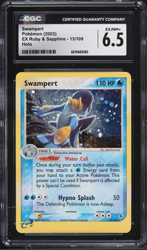2003 Pokemon EX Ruby & Sapphire Holo Swampert #13 CGC 6.5 EXMT+