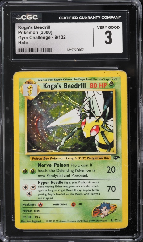 2000 Pokemon Gym Challenge Holo Koga's Beedrill #9 CGC 3 VG