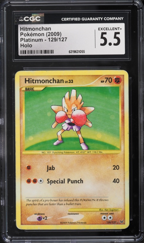 2009 Pokemon Platinum Holo Hitmonchan #129 CGC 5.5 EX+