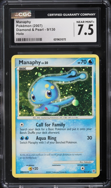 2007 Pokemon Diamond & Pearl Holo Manaphy #9 CGC 7.5 NRMT+