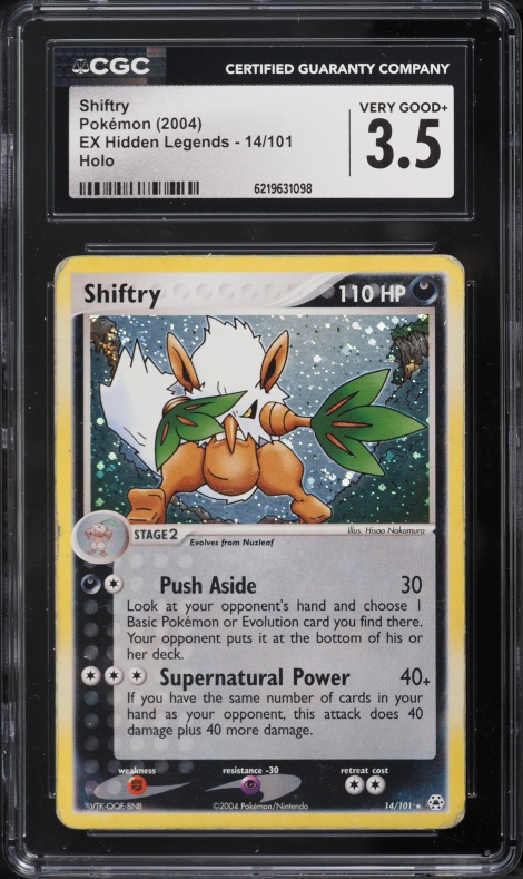2004 Pokemon EX Hidden Legends Holo Shiftry #14 CGC 3.5 VG+