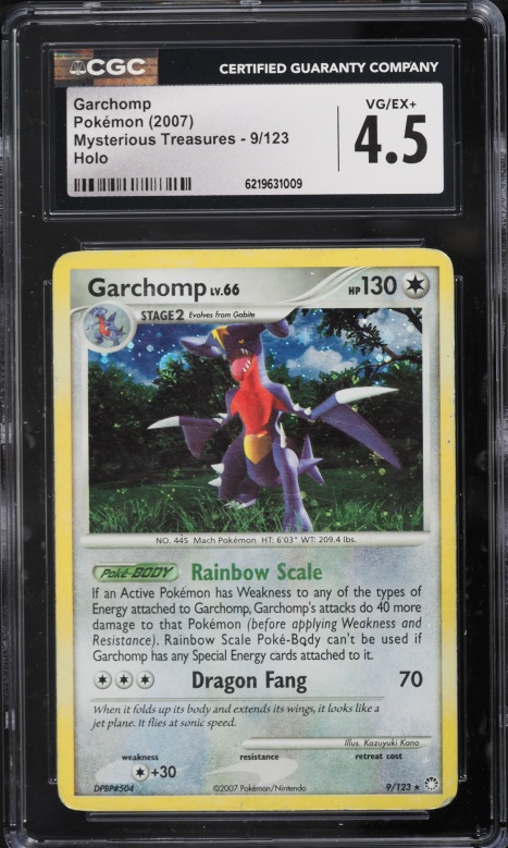 2007 Pokemon Diamond & Pearl Mysterious Treasures Holo Garchomp #9 CGC 4.5 VGEX+