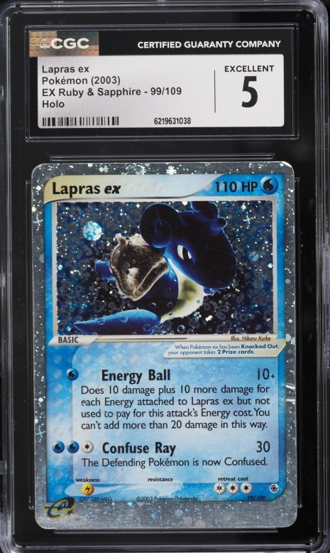 2003 Pokemon EX Ruby & Sapphire Holo Lapras EX #99 CGC 5 EX