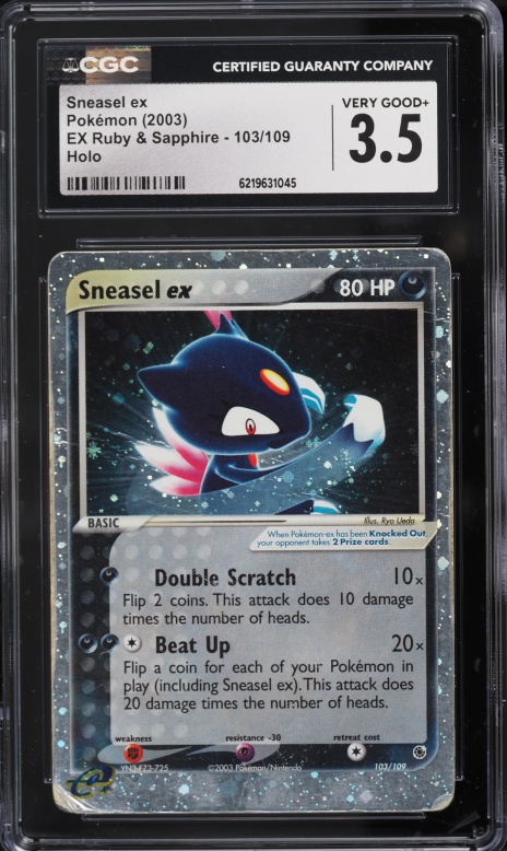 2003 Pokemon EX Ruby & Sapphire Holo Sneasel Ex #103 CGC 3.5 VG+