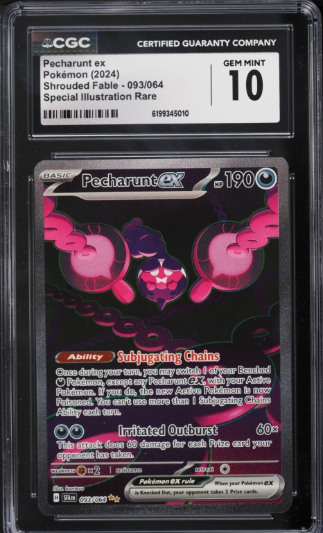 2024 Pokemon Scarlet & Violet Shrouded Fable SIR Pecharunt Ex #93 CGC 10 GEM MINT