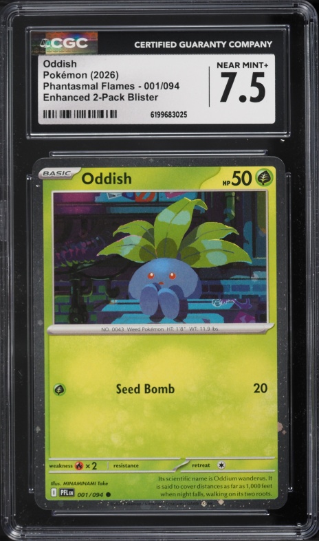 2026 Pokemon Mega Evolution Promo Phantasmal Flames Oddish #1 CGC 7.5 NRMT+