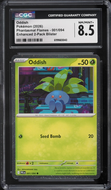 2026 Pokemon Mega Evolution Promo Phantasmal Flames Oddish #1 CGC 8.5 NM-MT+