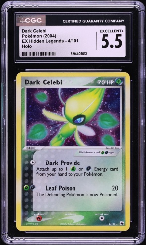 2004 Pokemon EX Hidden Legends Holo Dark Celebi #4 CGC 5.5 EX+