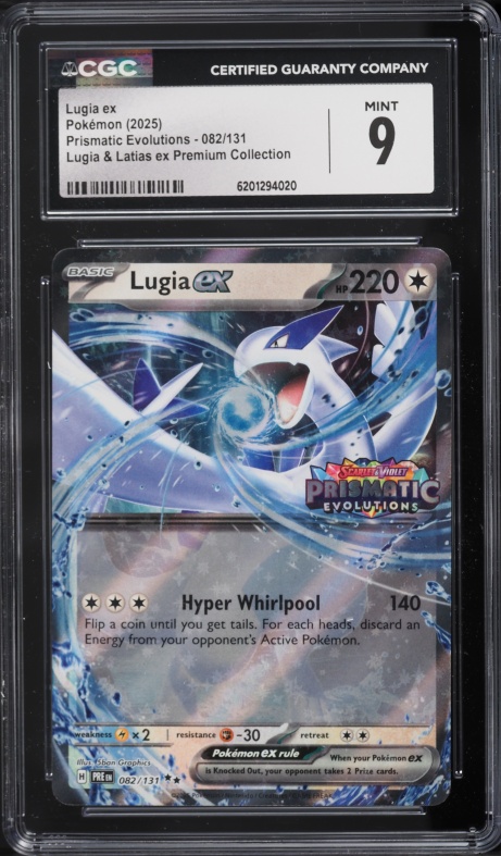 2025 Pokemon Scarlet & Violet Prismatic Evolutions Latias Premium Holo Lugia ex #82 CGC 9 MINT