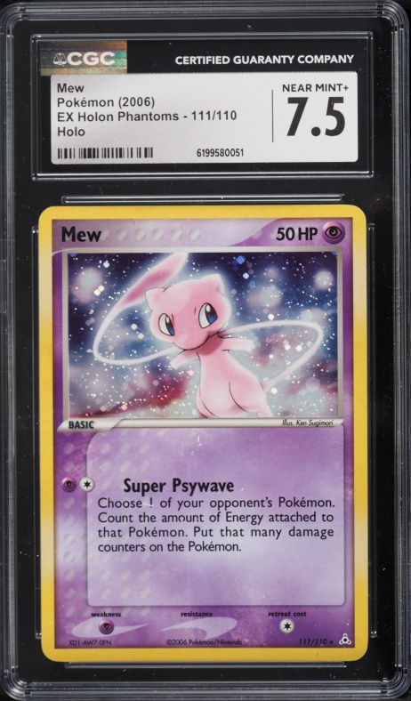 2006 Pokemon EX Holon Phantoms Holo Mew #111 CGC 7.5 NRMT+