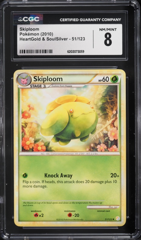 2010 Pokemon Heartgold & Soulsilver Skiploom #51 CGC 8 NM-MT