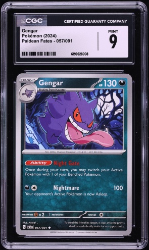 2024 Pokemon Scarlet & Violet Paldean Fates Gengar #57 CGC 9 MINT