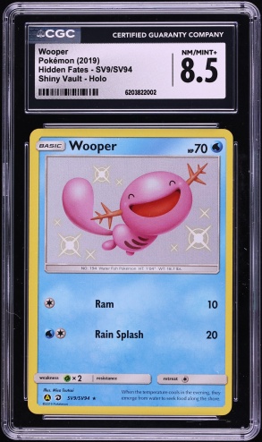 2019 Pokemon Sun & Moon Hidden Fates Shiny Vault Holo Wooper #SV9 CGC 8.5 NM-MT+