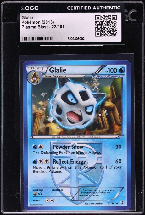 2013 Pokemon Black & White Plasma Blast Glalie #22 CGC AUTH