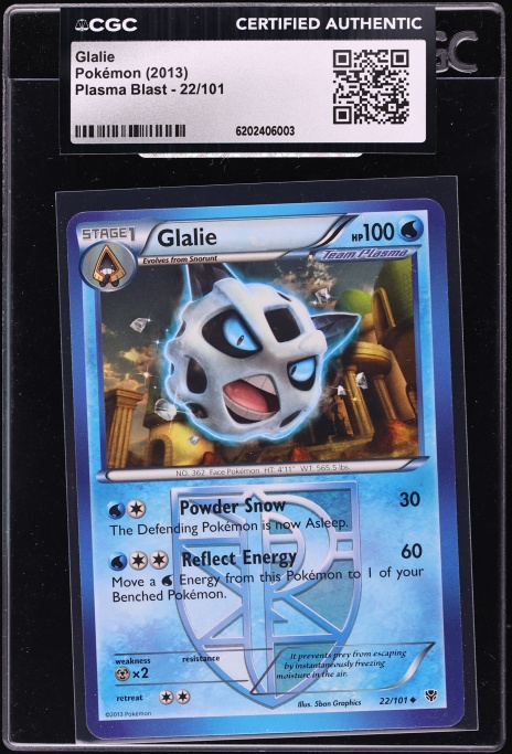 2013 Pokemon Black & White Plasma Blast Glalie #22 CGC AUTH