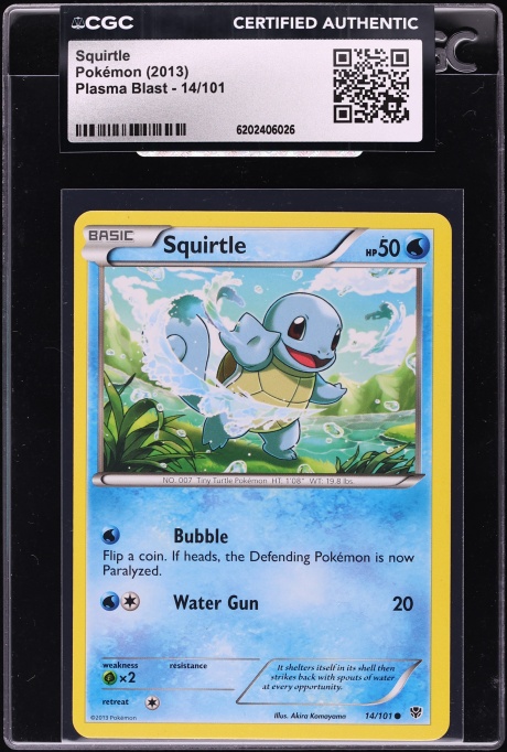 2013 Pokemon Plasma Blast Squirtle #14 CGC AUTH