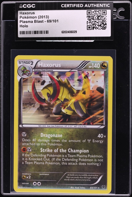2013 Pokemon Black & White Plasma Blast Holo Haxorus #69 CGC AUTH