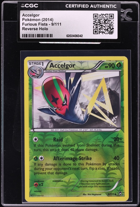 2014 Pokemon Furious Fists Reverse Holo Accelgor #9 CGC AUTH