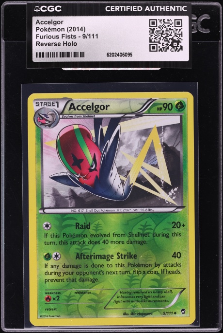 2014 Pokemon Furious Fists Reverse Holo Accelgor #9 CGC AUTH