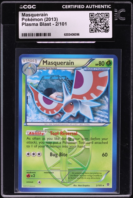 2013 Pokemon Plasma Blast Masquerain #2 CGC AUTH