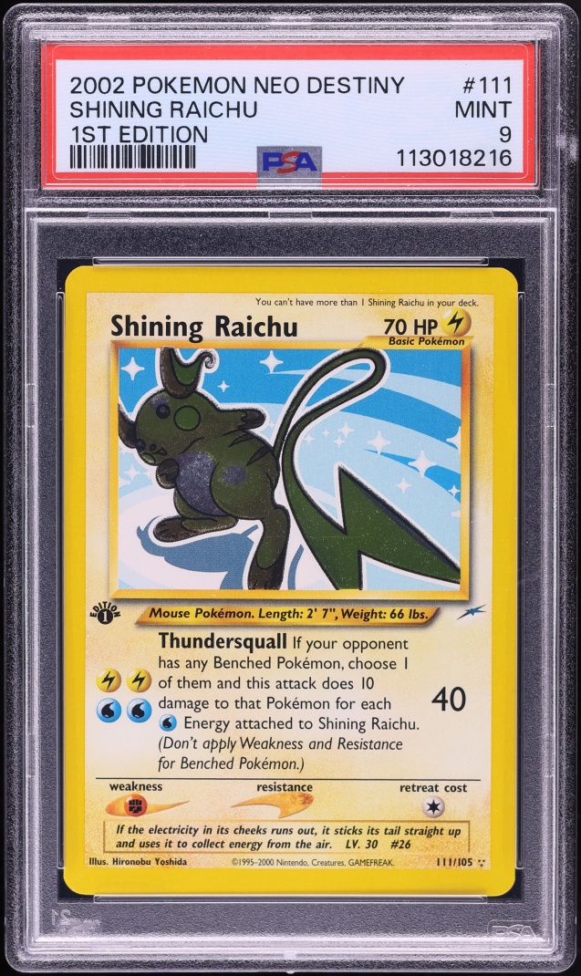 2002 Pokemon Neo Destiny 1st Edition Shining Raichu #111 PSA 9 MINT