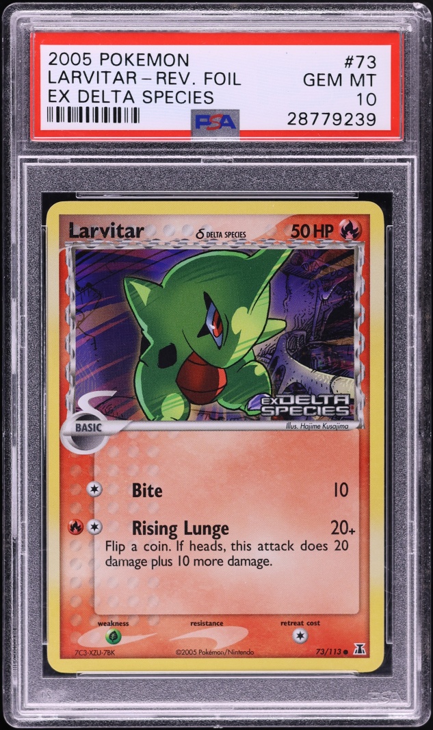 2005 Pokemon EX Delta Species Reverse Holo Larvitar #73 PSA 10 GEM MINT