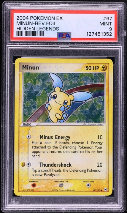 2004 Pokemon EX Hidden Legends Reverse Holo Minun #67 PSA 9 MINT