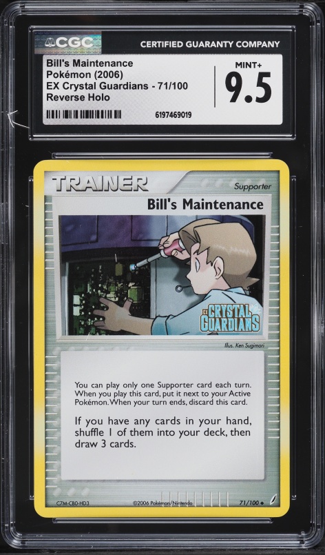 2006 Pokemon EX Crystal Guardians Reverse Holo Bill's Maintenance #71 CGC 9.5 MINT+