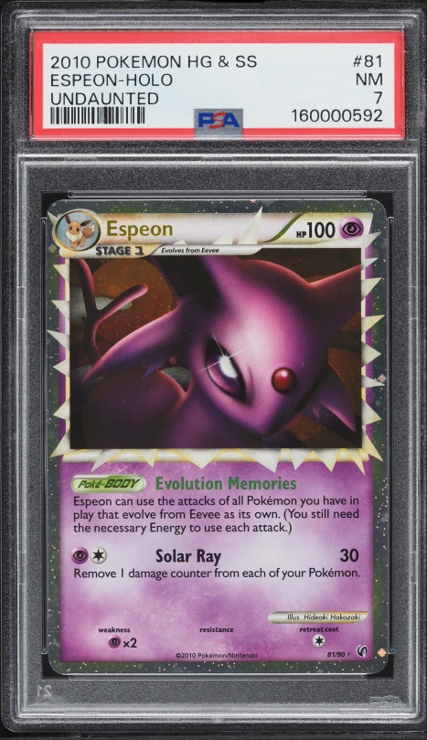 2010 Pokemon HeartGold & SoulSilver Undaunted Holo Espeon #81 PSA 7 NRMT