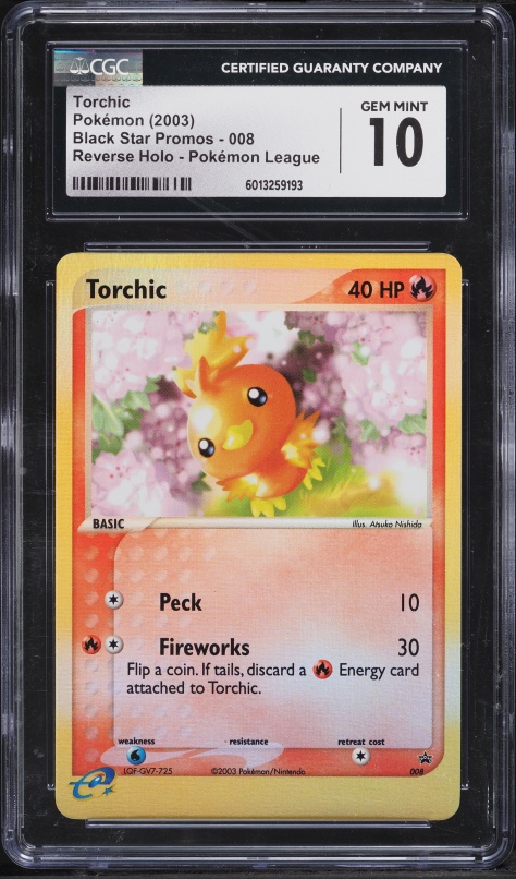 2003 Pokemon League Black Star Promo Reverse Holo Torchic #8 CGC 10 GEM MINT